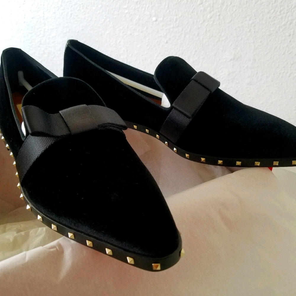 Valentino Studded grosgrain velvet shoes